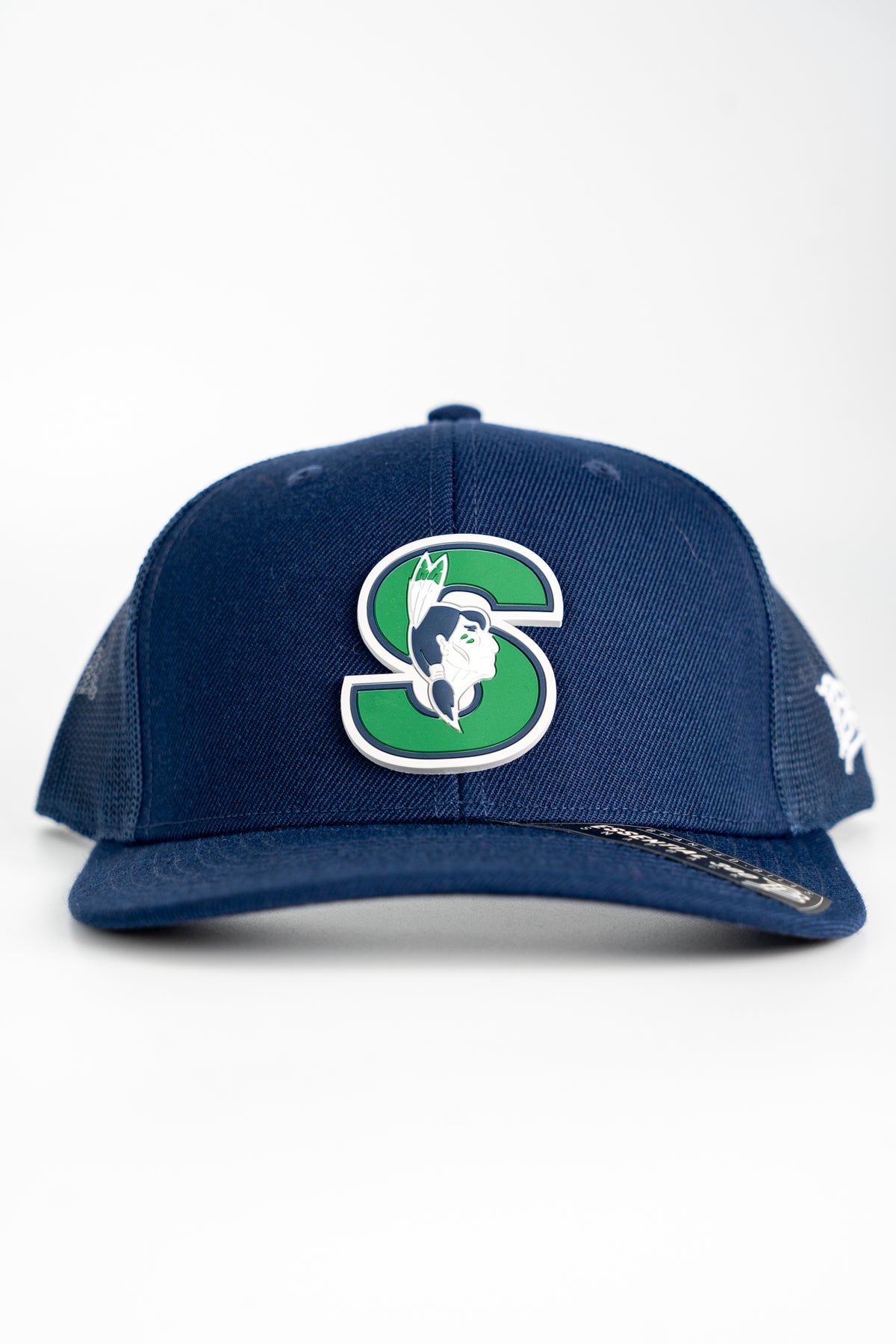 Indians "S" Logo - Branded Bills Curved Trucker - Navy