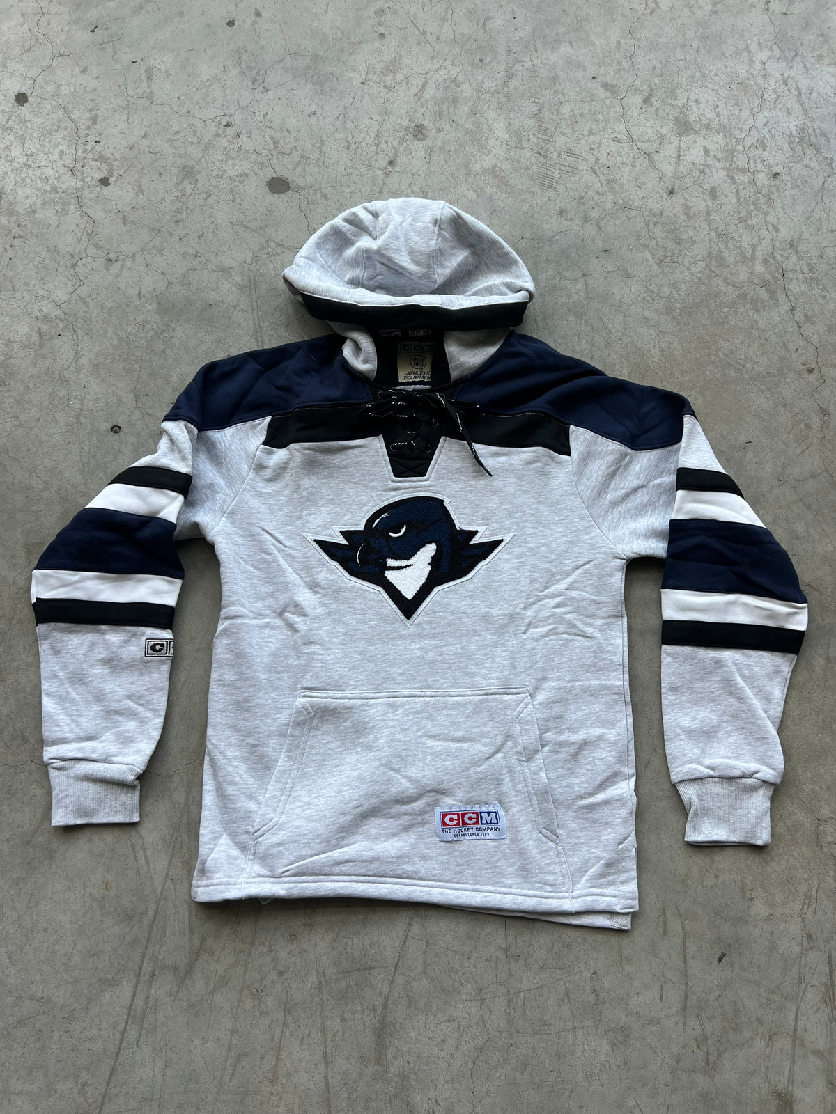 CCM Throwback Collection Jersey Pullover Hood - Grey/Navy