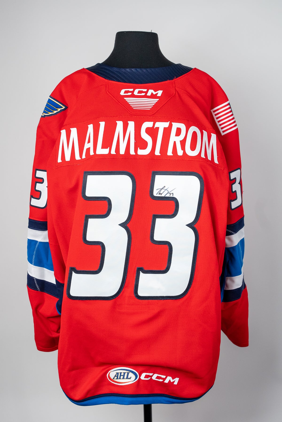 2023-24 Red Jersey - #33 Anton Malmstrom - Game Worn & Signed - Size 58 - Set 1 of 2
