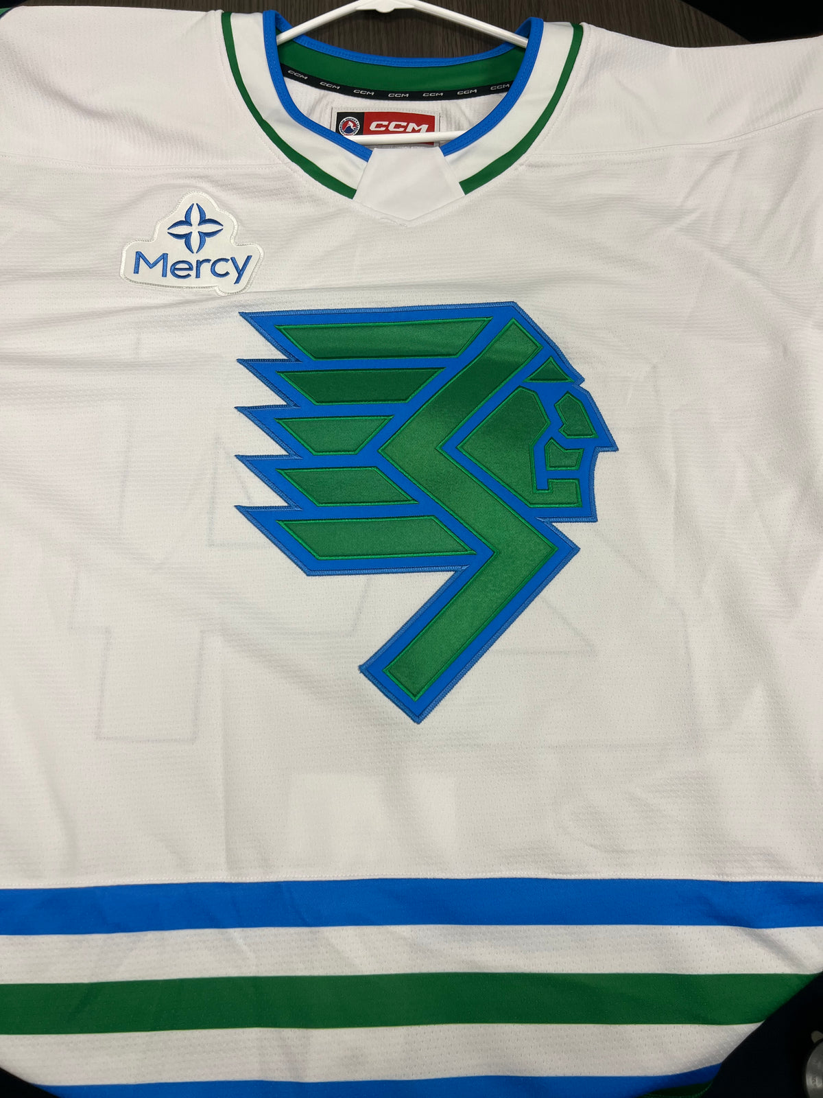 2025-26 White Indians Authentic Jersey with #, No Name - Locker Room Issued