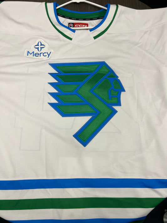 2025-26 White Indians Authentic Jersey with #, No Name - Locker Room Issued