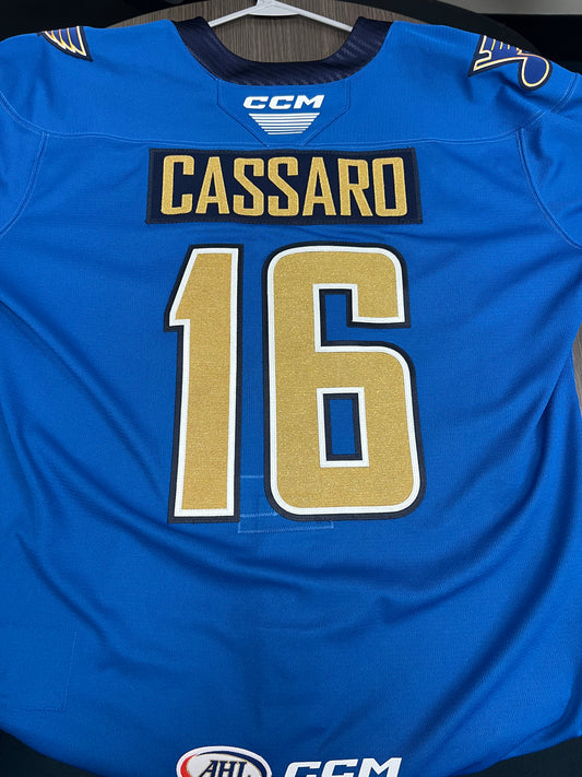 2025-26 Blue Authentic Jersey - #16 Gianfranco Cassaro - Warm Up Worn - Size 56 -  Set 1/1