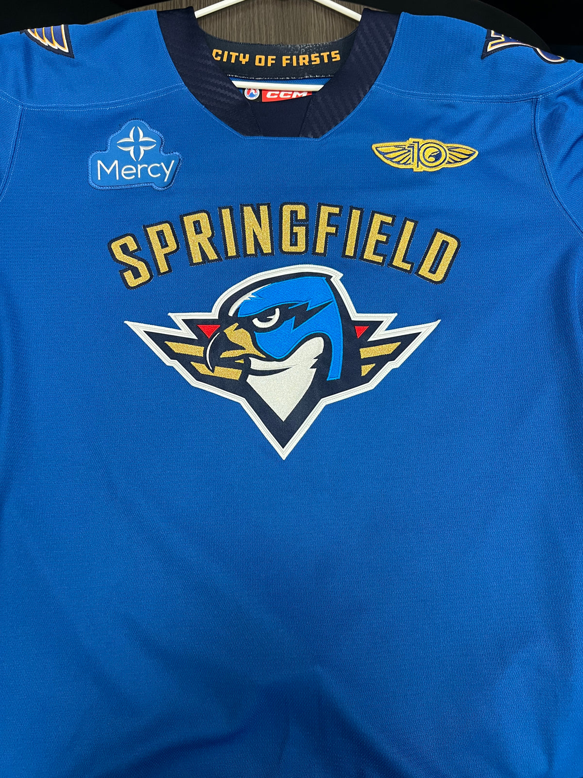 2025-26 Blue Authentic Jersey - #34 Troy Murray - Game Worn - Size 56 - Set 1/1 *Also Worn By Sam Bitten*