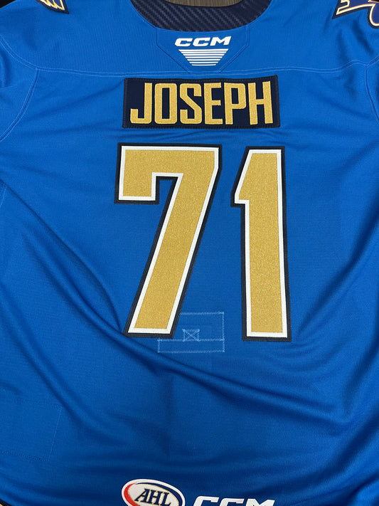 2025-26 Blue Authentic Jersey - #71 Mathieu Joseph - Game Issued - Size 56 - Set 1/2