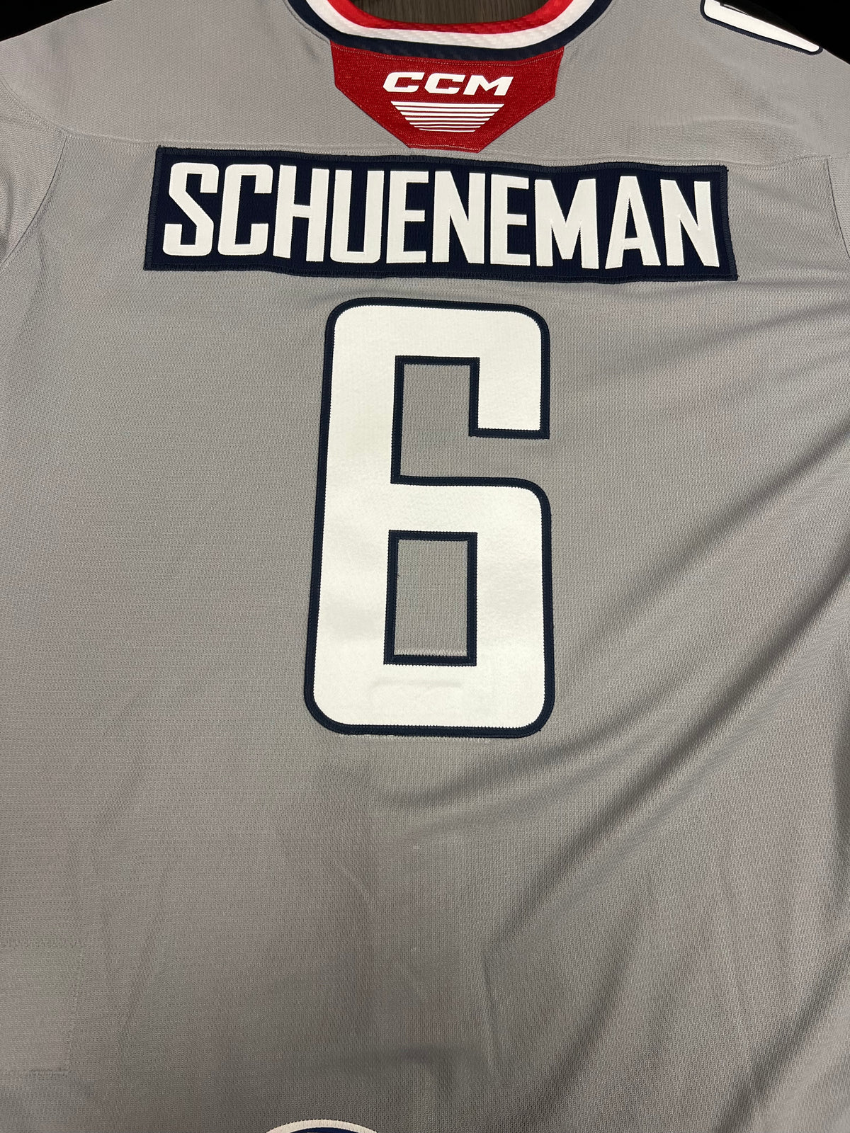 2025-26 Grey 3rd Authentic Jersey - #6 Corey Schueneman - Game Issued - Size 56 - Set 1/1