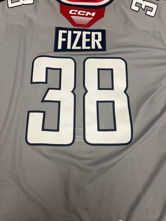 2025-26 Grey 3rd Authentic Jersey - #38 Tarun Fizer - Game Issued - Size 56 - Set 1/1
