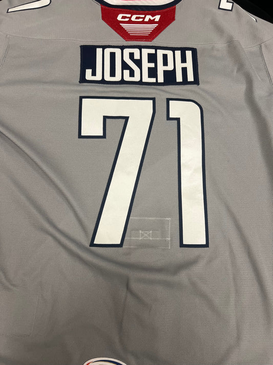 2025-26 Grey 3rd Authentic Jersey - #71 Mathieu Joseph - Game Worn - Size 56 - Set 1/2
