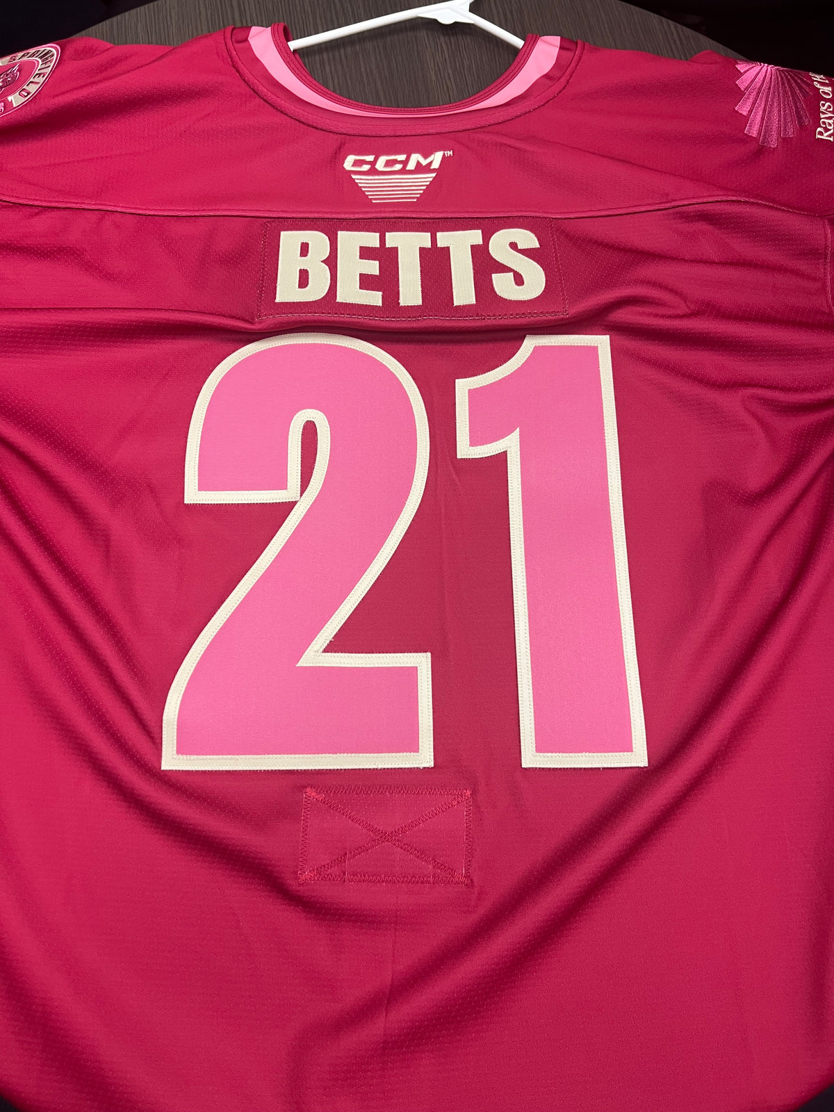 2025-26 Pink in the Rink Authentic Jersey - #21 Kyle Betts - Game Issued - Size 56 - Set 1/1