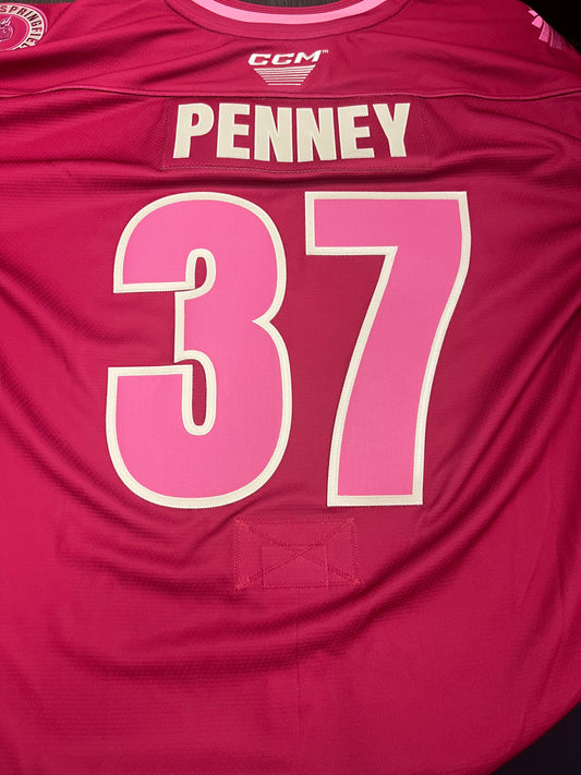 2025-26 Pink in the Rink Authentic Jersey - #37 Kyle Penney - Game Issued - Size 56 - Set 1/1