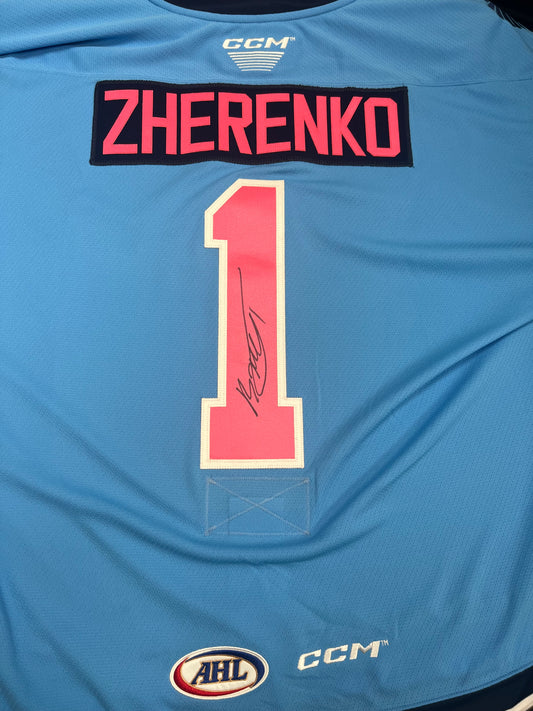 2024-25 Pink in the Rink Authentic Jersey - #1 Vadim Zherenko -  Warm Up Worn & Signed - Size 60G - Set 1/2