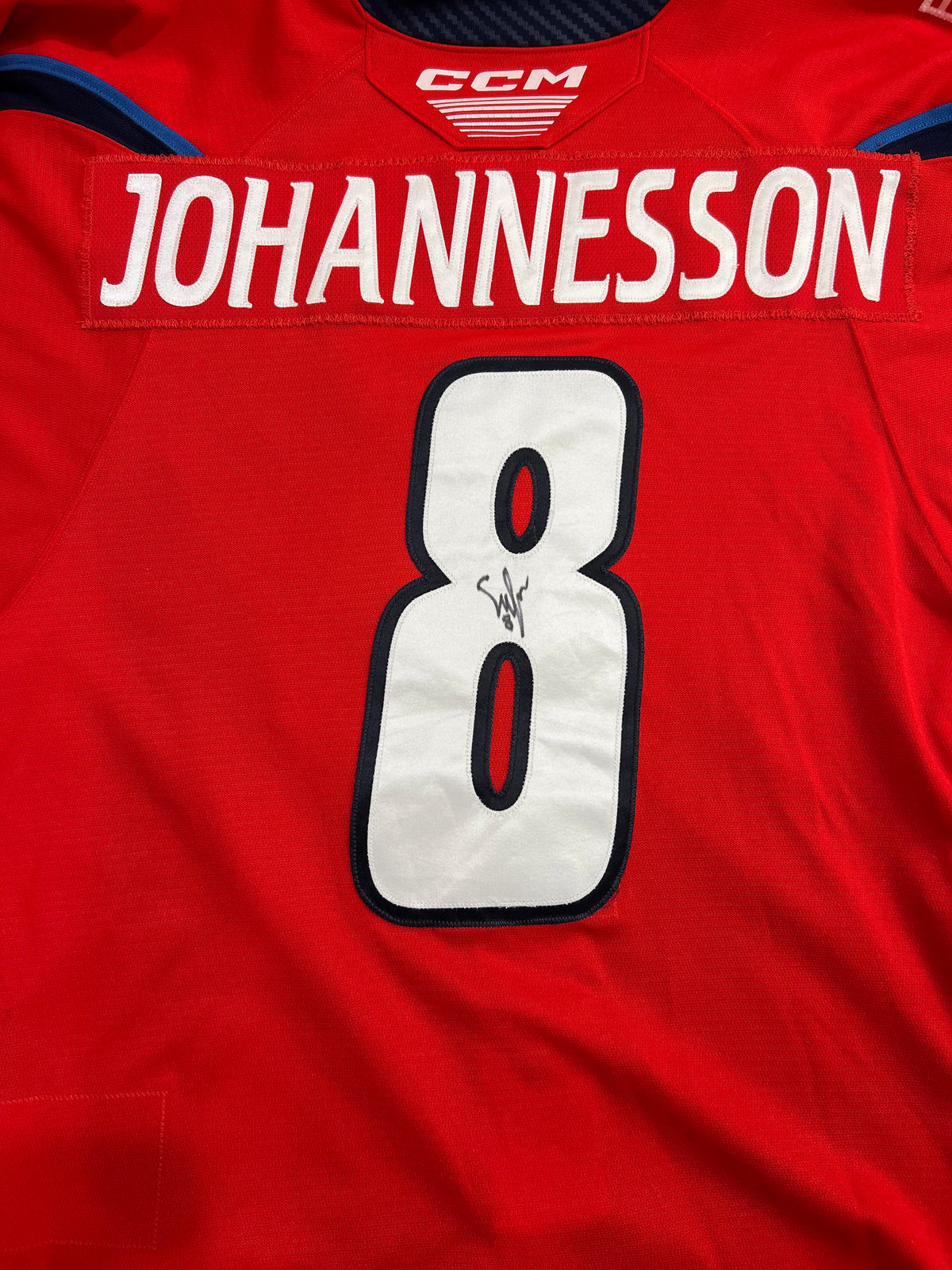2024-25 Red Jersey - #8 Samuel Johannesson - Game Worn & Signed - Size 54 - Set 1/2