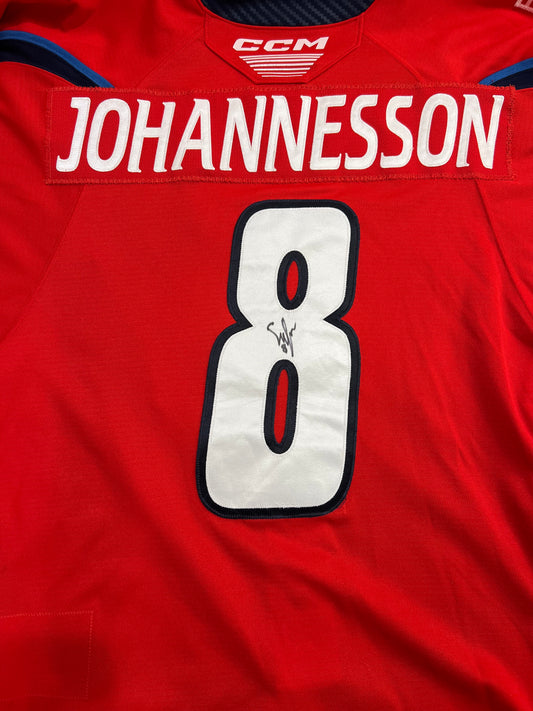 2024-25 Red Jersey - #8 Samuel Johannesson - Game Worn & Signed - Size 54 - Set 1/2