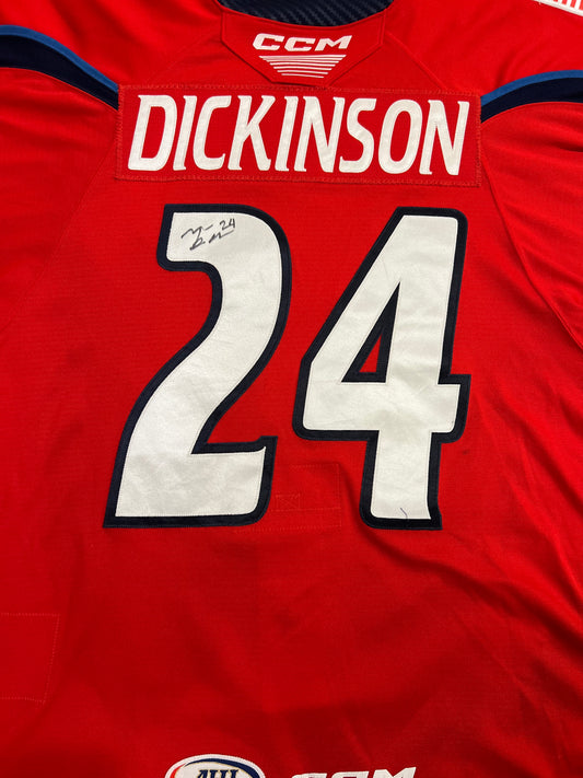2024-25 Red Jersey - #24 Tanner Dickinson - Game Worn & Signed - Size 54 - Set 1/2