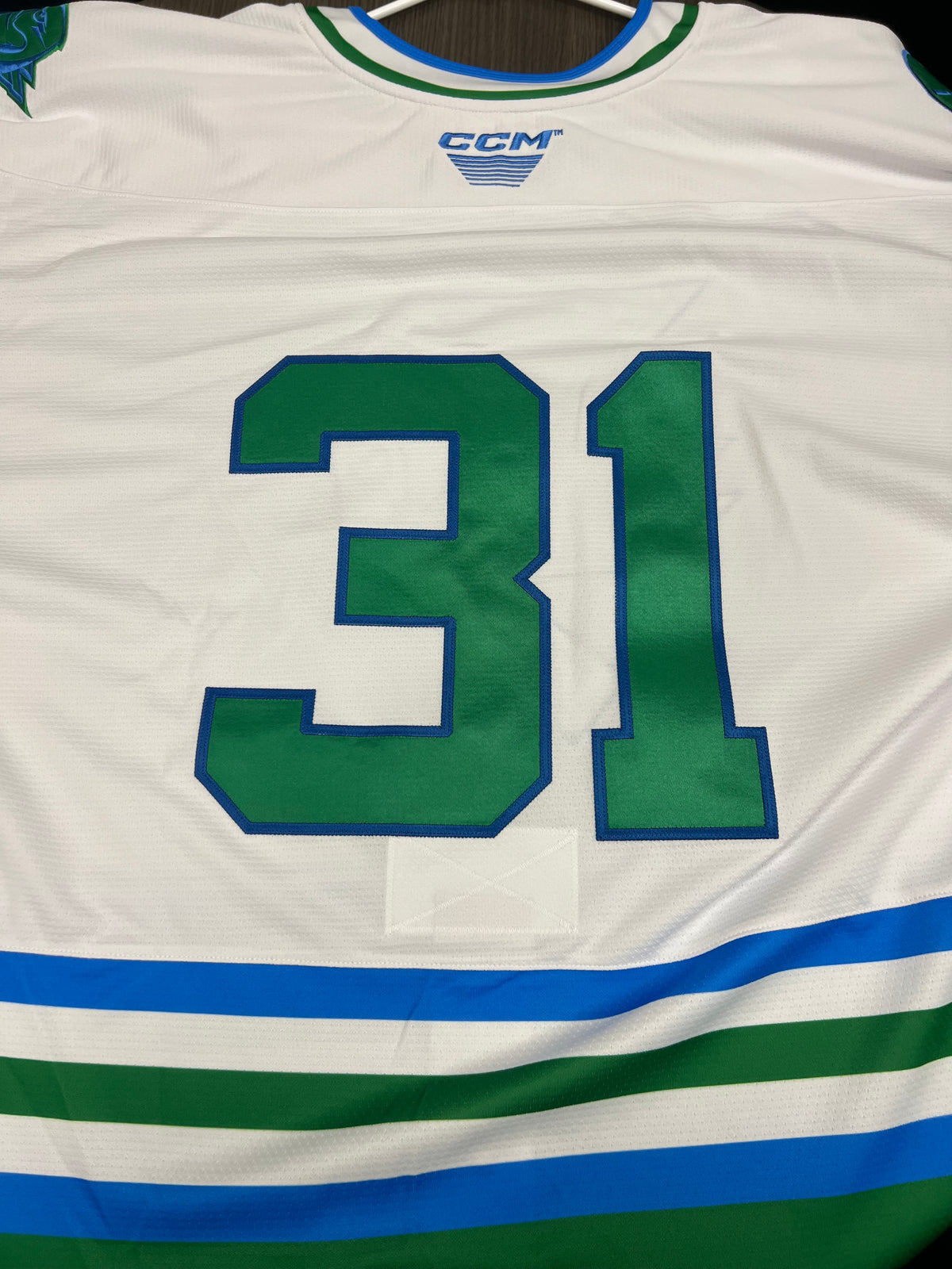 2025-26 White Indians Authentic Jersey with #, No Name - Locker Room Issued