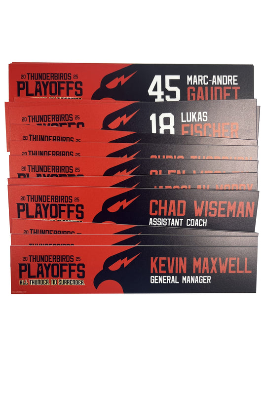 2024-25 T-Birds Playoff Locker Nameplates